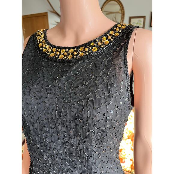 Mark & John by B2 Black Beaded Silk Cocktail Dress - Picture 2 of 9